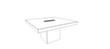 Quadrifoglio Table de conférence T45 avec piètement cubique, largeur x profondeur 1400 x 1400 mm, panneau noyer  S