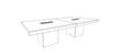 Quadrifoglio Table de conférence T45 avec piètement cubique, largeur x profondeur 2800 x 1400 mm, panneau noyer  S
