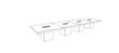 Quadrifoglio Table de conférence T45 avec piètement cubique, largeur x profondeur 5600 x 1400 mm, panneau noyer  S