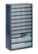 raaco bloc à tiroirs transparents robuste 1240-123 avec cadre en métal, 40 tiroir(s), bleu foncé/transparent  S