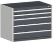 bott Armoire à tiroirs cubio surface de base 1050x650 mm, 5 tiroir(s), RAL7035 gris clair/RAL7016 gris anthracite