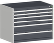 bott Armoire à tiroirs cubio surface de base 1050x750 mm, 6 tiroir(s), RAL7035 gris clair/RAL7016 gris anthracite
