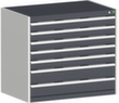 bott Armoire à tiroirs cubio surface de base 1050x650 mm, 7 tiroir(s), RAL7035 gris clair/RAL7016 gris anthracite