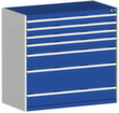 bott Armoire à tiroirs cubio surface de base 1300x750 mm, 7 tiroir(s), RAL7035 gris clair/RAL5010 bleu gentiane