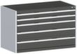 bott Armoire à tiroirs cubio surface de base 1300x750 mm, 5 tiroir(s), RAL7035 gris clair/RAL7016 gris anthracite