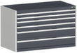 bott Armoire à tiroirs cubio surface de base 1300x650 mm, 6 tiroir(s), RAL7035 gris clair/RAL7016 gris anthracite