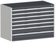 bott Armoire à tiroirs cubio surface de base 1300x750 mm, 7 tiroir(s), RAL7035 gris clair/RAL7016 gris anthracite