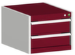 bott Armoire à tiroirs cubio surface de base 525x650 mm, 2 tiroir(s), RAL7035 gris clair/RAL3004 rouge pourpre