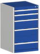 bott Armoire à tiroirs cubio surface de base 650x525 mm, 5 tiroir(s), RAL7035 gris clair/RAL5010 bleu gentiane