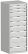bott Armoire à tiroirs cubio surface de base 650x650 mm, 9 tiroir(s), RAL7035 gris clair/RAL7035 gris clair