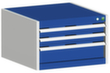 bott Armoire à tiroirs cubio surface de base 650x525 mm, 3 tiroir(s), RAL7035 gris clair/RAL5010 bleu gentiane