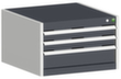 bott Armoire à tiroirs cubio surface de base 650x525 mm, 3 tiroir(s), RAL7035 gris clair/RAL7016 gris anthracite