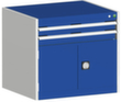 bott Armoire à tiroirs cubio surface de base 800x525 mm, 2 tiroir(s), RAL7035 gris clair/RAL5010 bleu gentiane