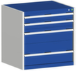 bott Armoire à tiroirs cubio surface de base 800x525 mm, 4 tiroir(s), RAL7035 gris clair/RAL5010 bleu gentiane