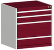 bott Armoire à tiroirs cubio surface de base 800x750 mm, 4 tiroir(s), RAL7035 gris clair/RAL3004 rouge pourpre