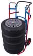 VARIOfit Diable à pneus avec glissière télescopique, RAL5010 bleu gentiane, bandage caoutchouc plein  S