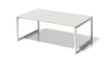 Bisley Bureau de direction et table de conférence Cito avec piètement à patins, largeur x profondeur 2000 x 1200 mm, panneau gris-blanc