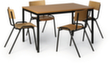 Combinaison table-chaises avec 4 chaises en bois et table rectangulaire, finition nature/hêtre