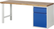 RAU Établi Basic avec soubassements, 1 tiroir, 1 armoire, RAL7035 gris clair/RAL5010 bleu gentiane