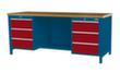 Bedrunka + Hirth Etabli avec plateau en hêtre massif Piétement en plusieurs couleurs, 6 tiroirs, 1/2 tablette