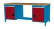 Bedrunka + Hirth Etabli avec plateau en hêtre massif Piétement en plusieurs couleurs, 2 tiroirs, 2 armoires, 1/2 tablette