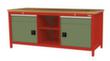 Bedrunka + Hirth Etabli avec plateau en hêtre massif Piétement en plusieurs couleurs, 2 tiroirs, 2 armoires, 2 tablettes