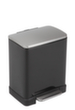 Poubelle à pédale acier inoxydable EKO E-Cube avec pédale particulièrement large, 20 l, noir mat