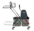 Chariot de lavage humide avec presse à balais et porte-sacs à ordures, 2x17 l seau en ROUGE/BLEU  S