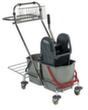 Chariot de lavage humide avec presse à balais et porte-sacs à ordures, 2x17 l seau en ROUGE/BLEU