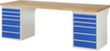 RAU établi Serie 7000 avec piètement en blocs à tiroirs, 12 tiroirs, RAL7035 gris clair/RAL5010 bleu gentiane