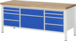RAU Établi à hauteur réglable Serie 8000, 10 tiroirs, RAL7035 gris clair/RAL5010 bleu gentiane