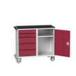 bott poste de travail mobile verso, 5 tiroirs, 1 armoire, RAL7035 gris clair/RAL3004 rouge pourpre