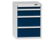 Armoire à tiroirs Topas B, 4 tiroir(s), RAL7035 gris clair/RAL5010 bleu gentiane