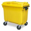 Conteneur à déchets grande capacité avec couvercle à charnière, 660 l, jaune