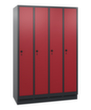 C+P Armoire vestiaire Evolo avec 4 compartiments + portes lisses, largeur de compartiment 300 mm