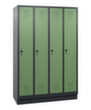 C+P Armoire vestiaire Evolo avec 4 compartiments - portes avec perforation décorative, largeur de compartiment 300 mm