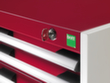bott Armoire à tiroirs cubio surface de base 1300x650 mm, 7 tiroir(s), RAL7035 gris clair/RAL3004 rouge pourpre  S