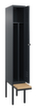 C+P Armoire vestiaire avec banc Classic Plus pour une séparation en noir et blanc, largeur de compartiment 300 mm  S