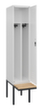 C+P Armoire vestiaire avec banc Classic Plus pour une séparation en noir et blanc, largeur de compartiment 400 mm  S