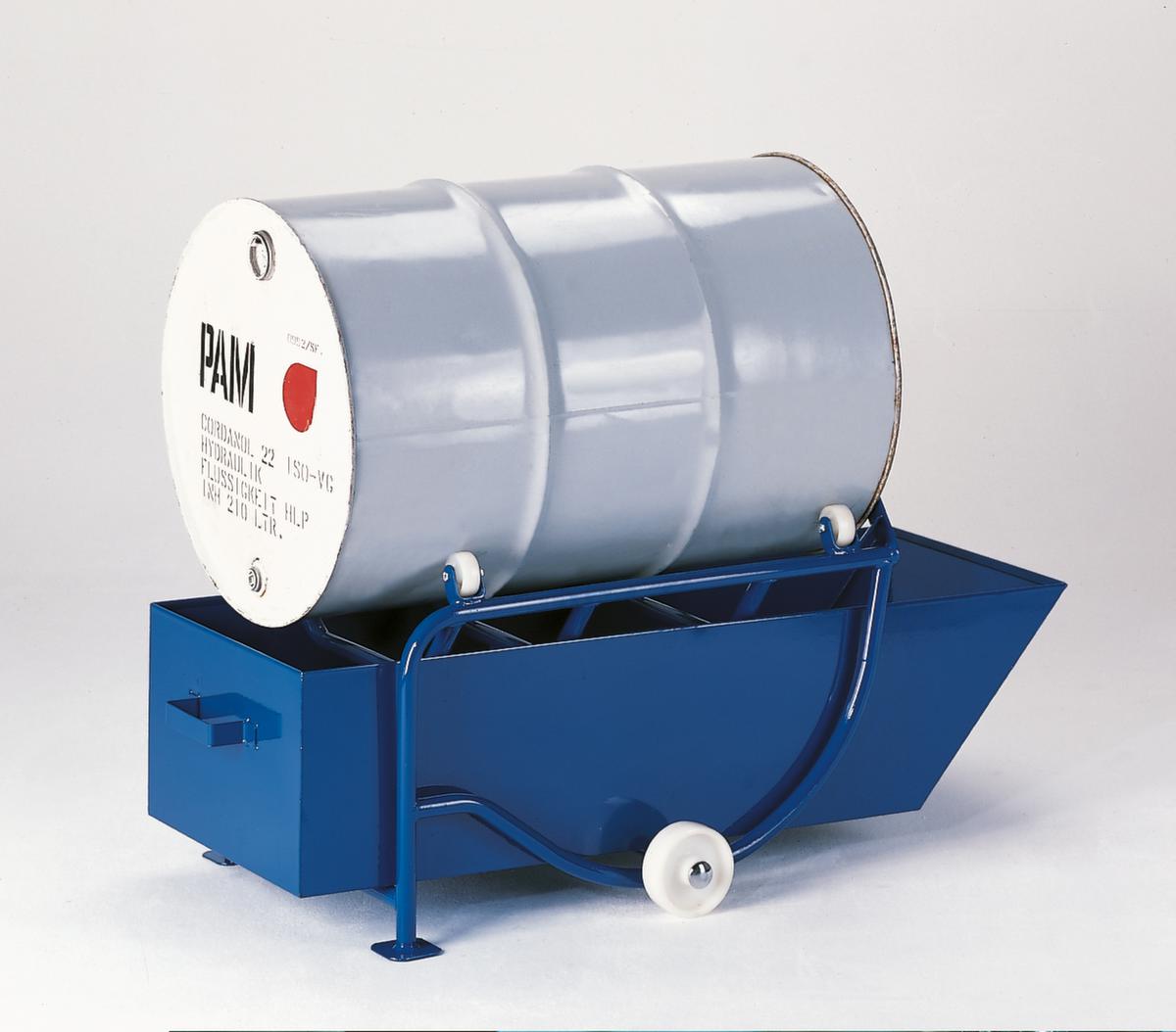 Support deRollcart  déversement de fûts avec bac à huile de 208 l et support à rouleaux,pour 1 fût de 200 litres  ZOOM