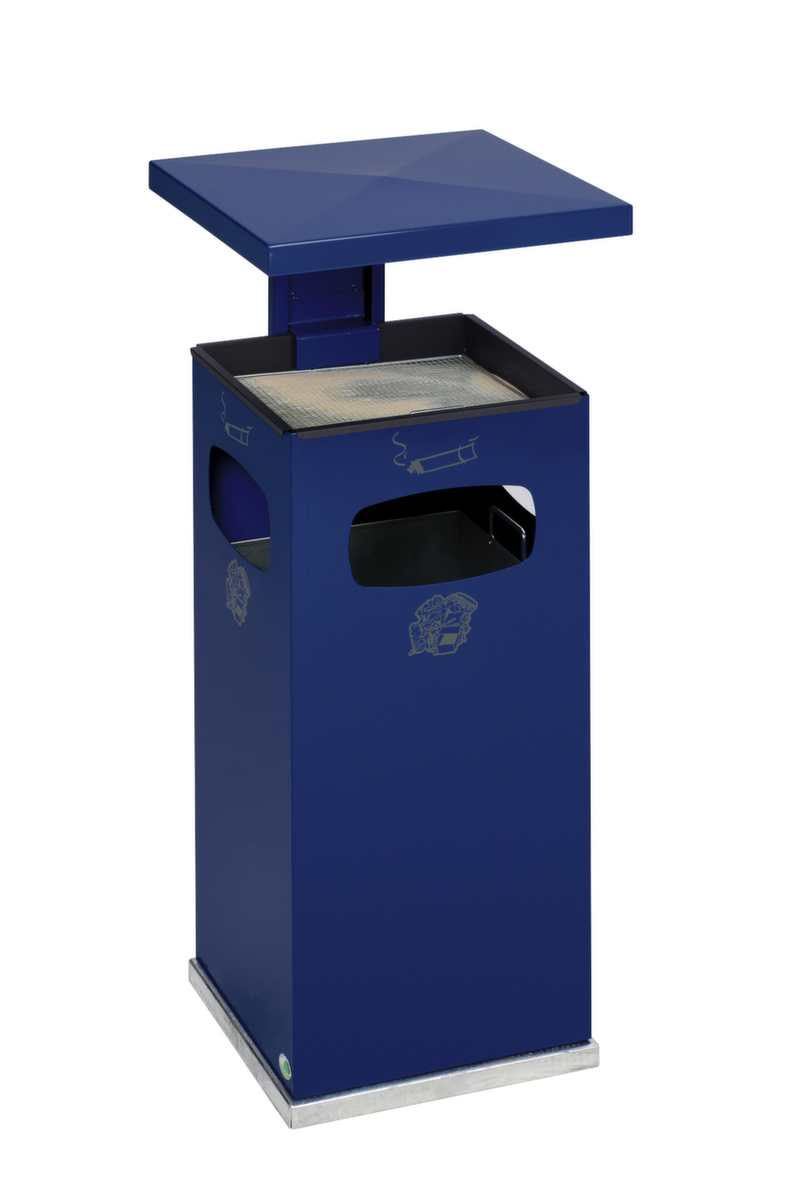Cendrier poubelle avec 3 ouvertures d'introduction, bleu gentiane  ZOOM