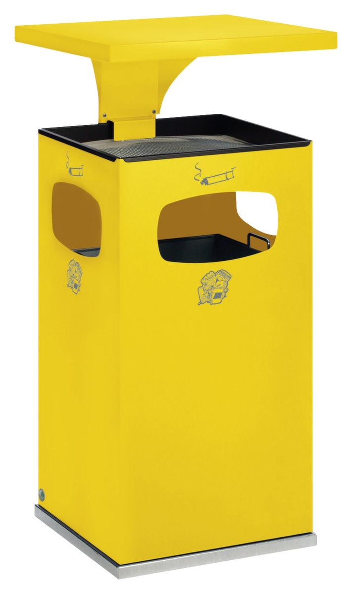 Cendrier poubelle avec 3 ouvertures d'introduction, jaune  ZOOM