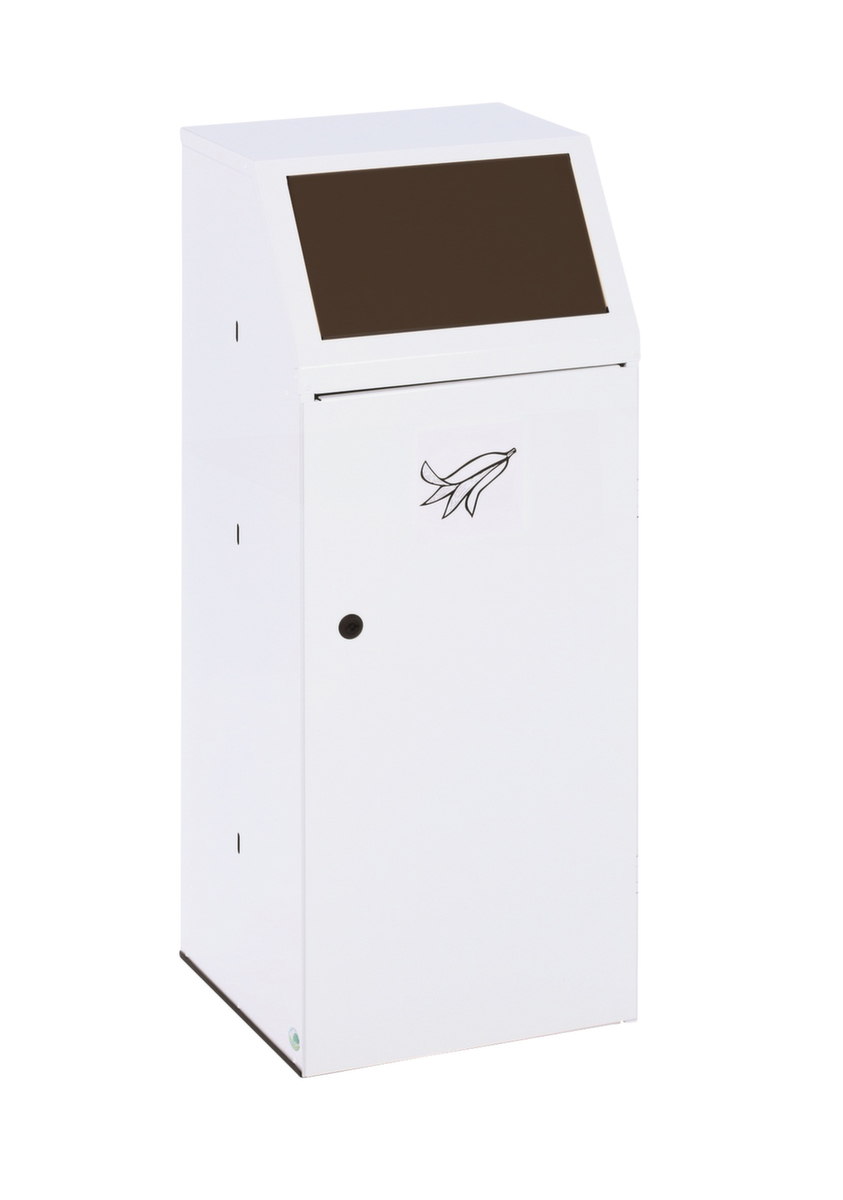 VAR Collecteur de déchets recyclables avec porte d'entrée, 69 l, RAL9016 blanc signalisation, couvercle marron  ZOOM