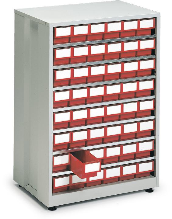 Treston Grand bloc tiroirs, 48 tiroir(s), RAL7035 gris clair/rouge  ZOOM