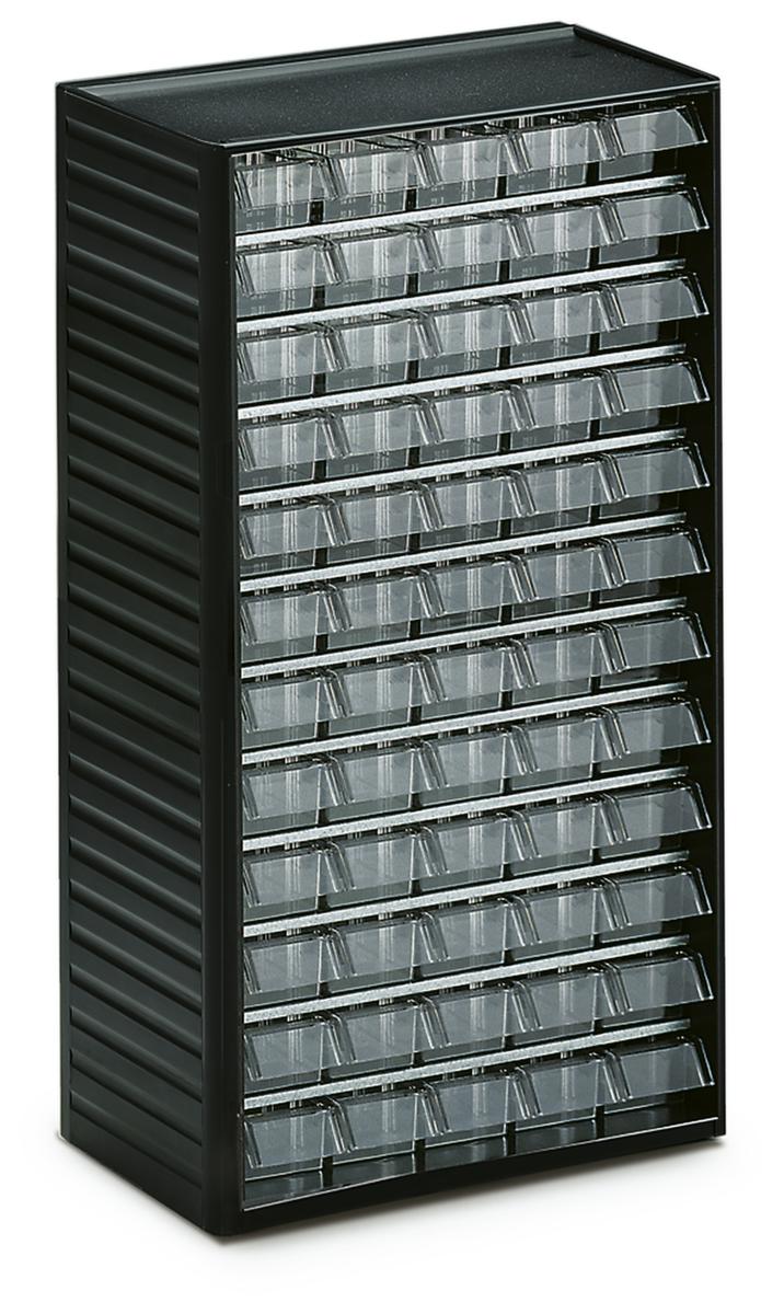 Treston bloc à tiroirs transparents, 60 tiroir(s), gris anthracite/transparent