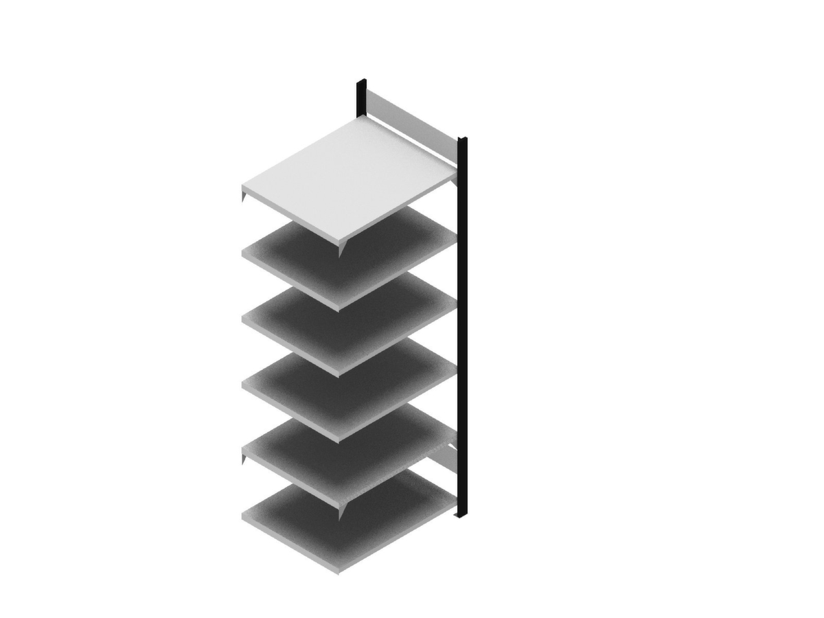 hofe Porte-documents sans vis Zone de fixation pour une utilisation des deux côtés, 6 tablettes, RAL9005 noir foncé/RAL9006 aluminium blanc