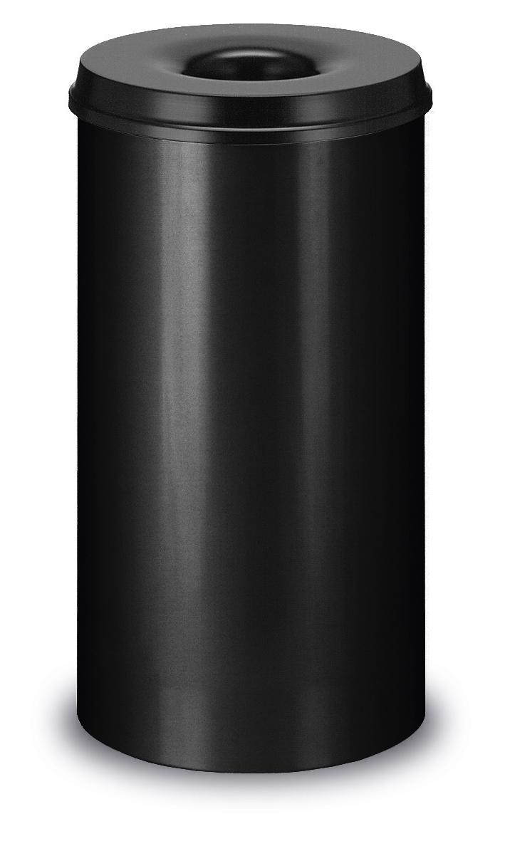 Corbeille à papier autoextinguible en acier, 50 l, noir, partie supérieure noir  ZOOM