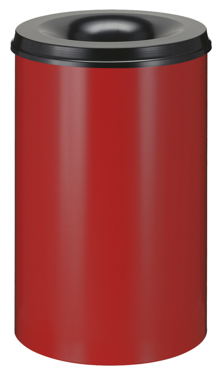 Corbeille à papier autoextinguible en acier, 110 l, rouge, partie supérieure noir  ZOOM