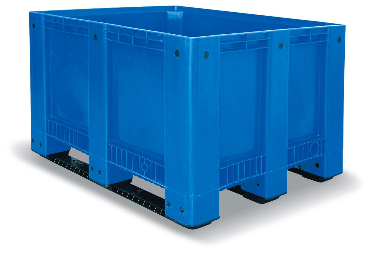 Bac grand volume pour entrepôts frigorifiques, capacité 610 l, bleu, 3 patins  ZOOM