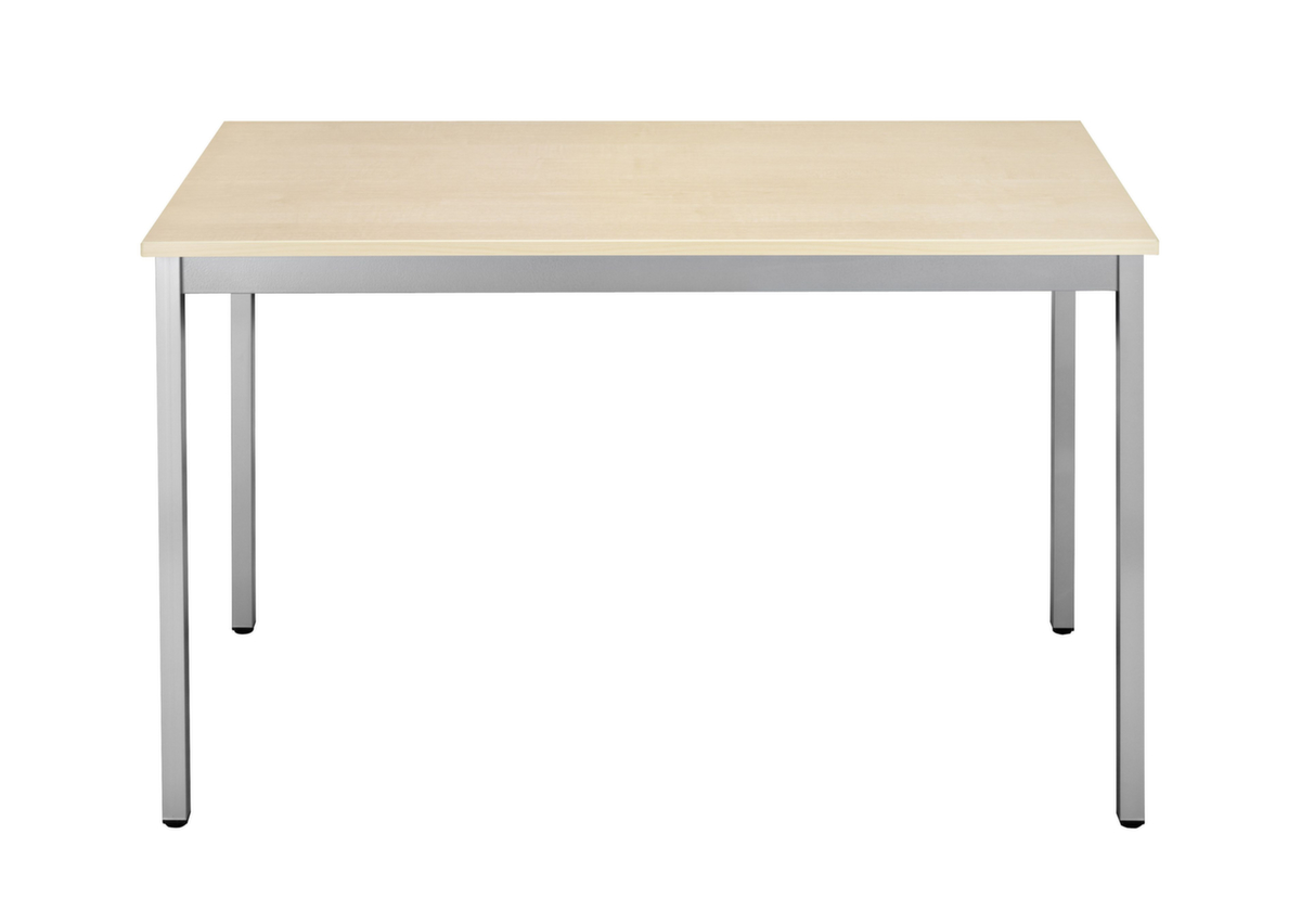 Table polyvalente rectangulaire en tube carré, largeur x profondeur 1400 x 800 mm, panneau érable